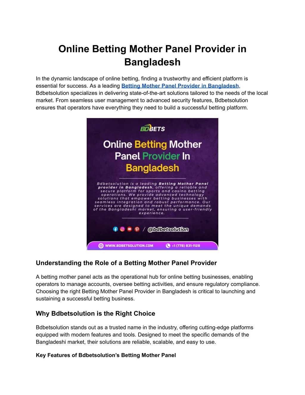 online betting mother panel provider in bangladesh l.w