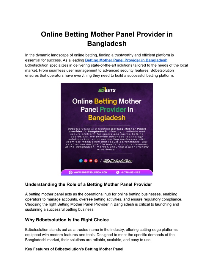 online betting mother panel provider in bangladesh n.w