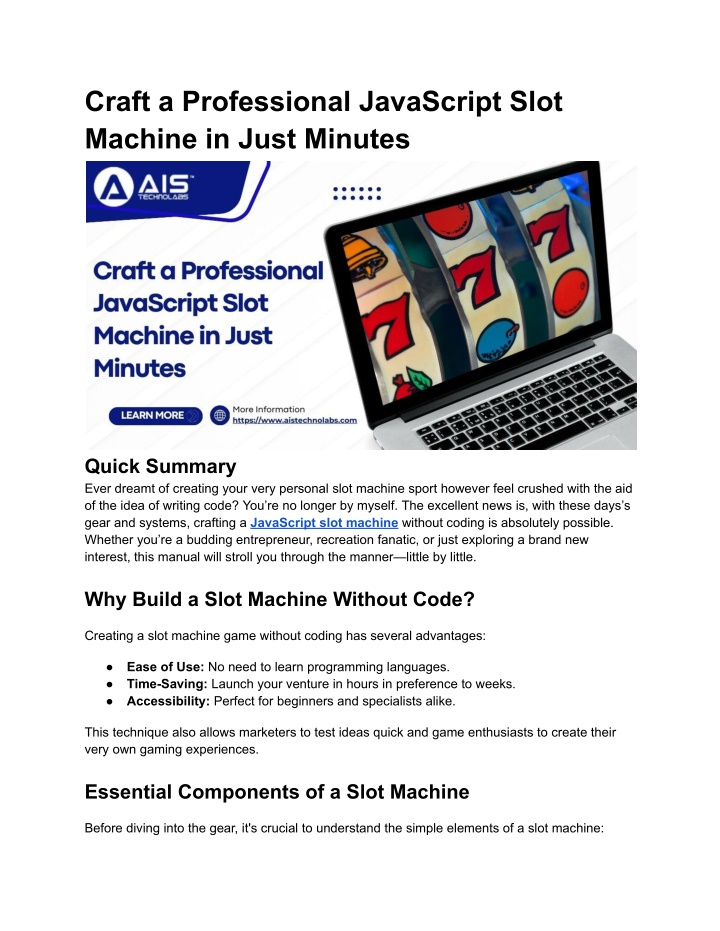 craft a professional javascript slot machine n.w