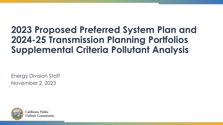 Criteria Pollutant Analysis for California's Electric Sector Planning