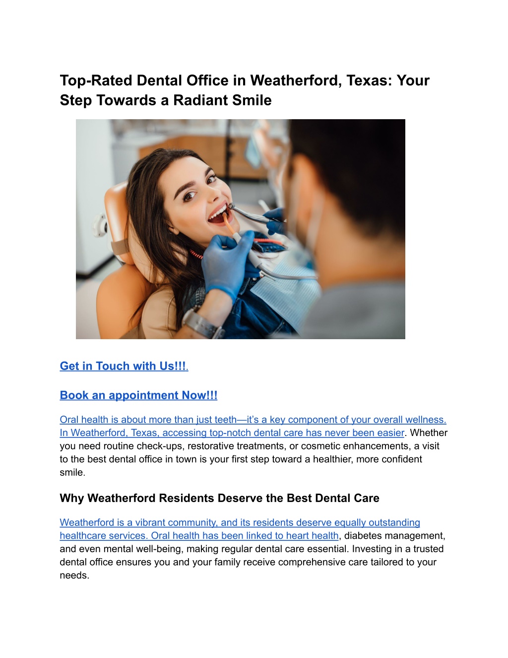 top rated dental office in weatherford texas your l.w