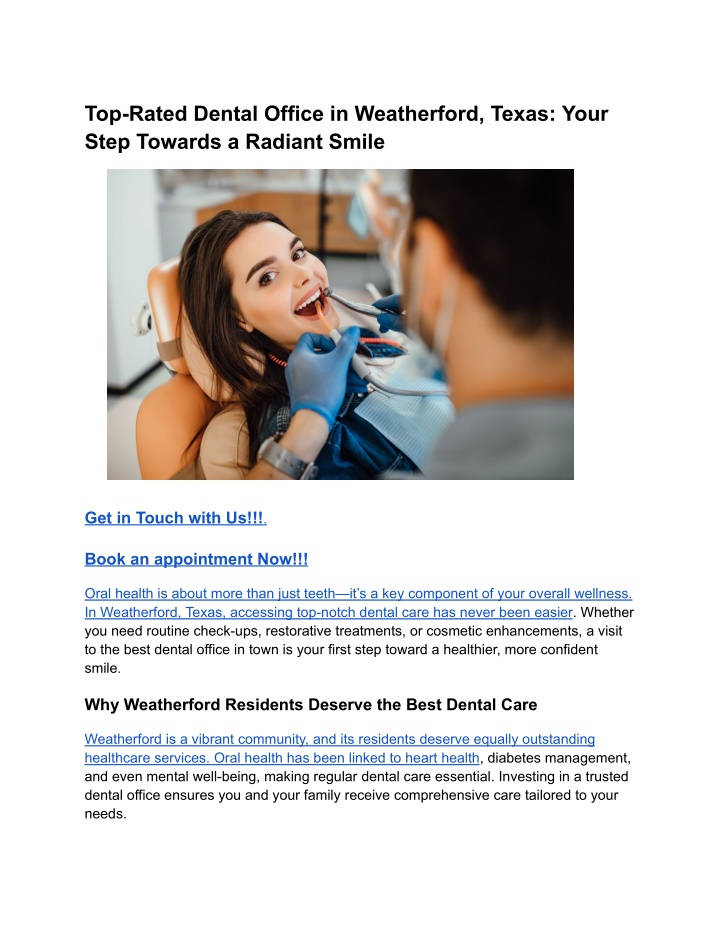 top rated dental office in weatherford texas your n.w