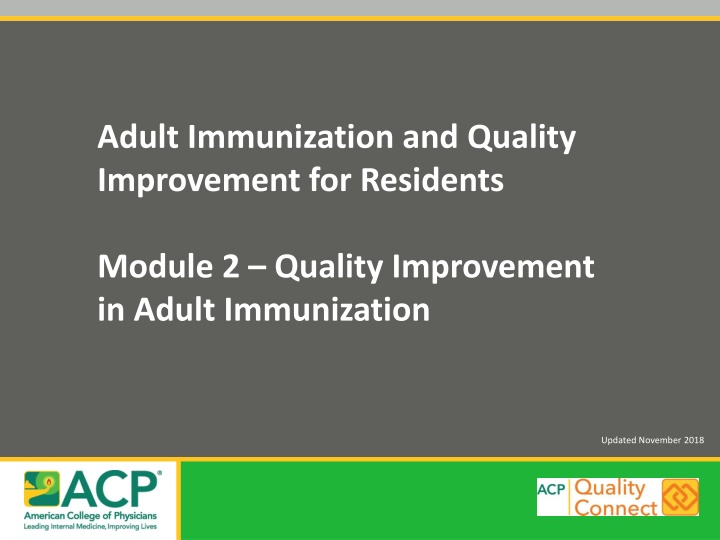 Quality Improvement in Adult Immunization: Strategies for Enhanced Healthcare Delivery