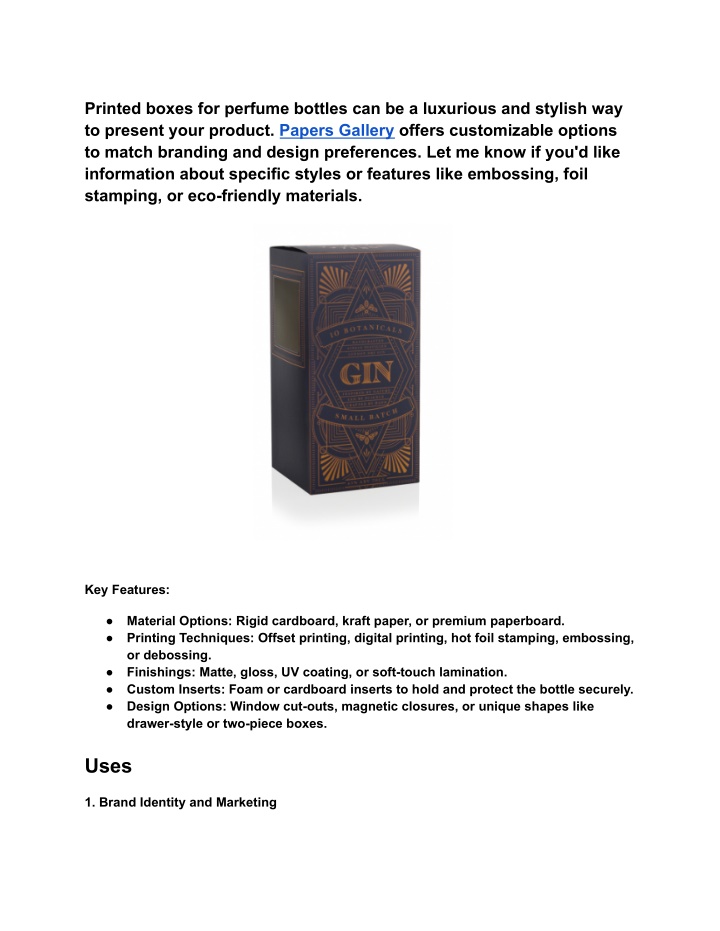 printed boxes for perfume bottles n.w