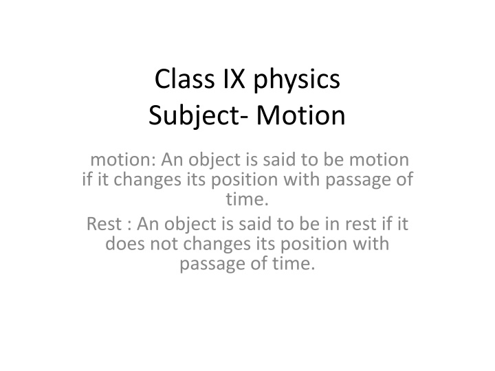 Motion in Physics: Definitions and Examples
