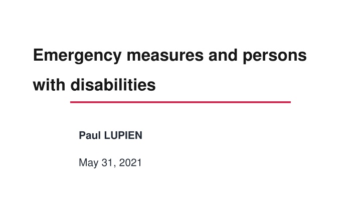Addressing Discrimination and Emergency Measures for Persons with Disabilities in Quebec