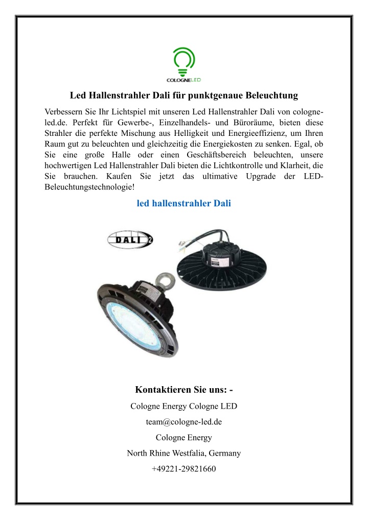 led hallenstrahler dali f r punktgenaue n.w