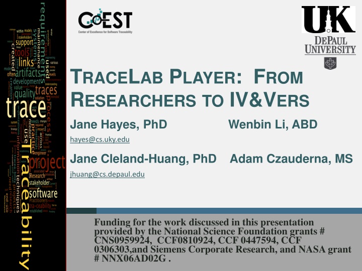 Developing TraceLab Player: A Tool for Traceability in Software and System V&V