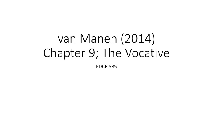 Vocative in Phenomenology
