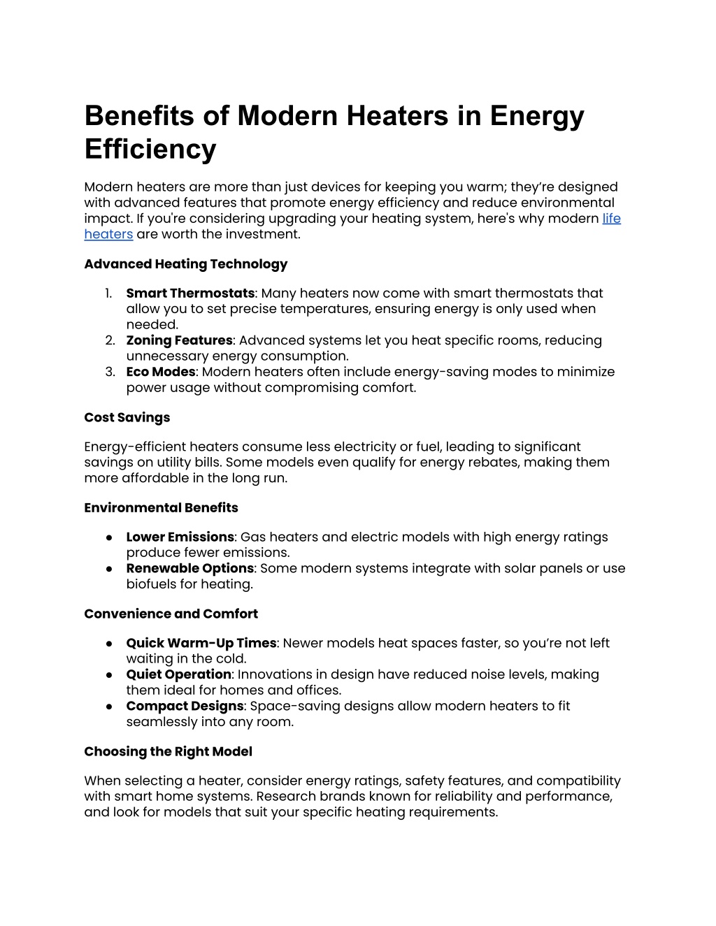 benefits of modern heaters in energy efficiency l.w