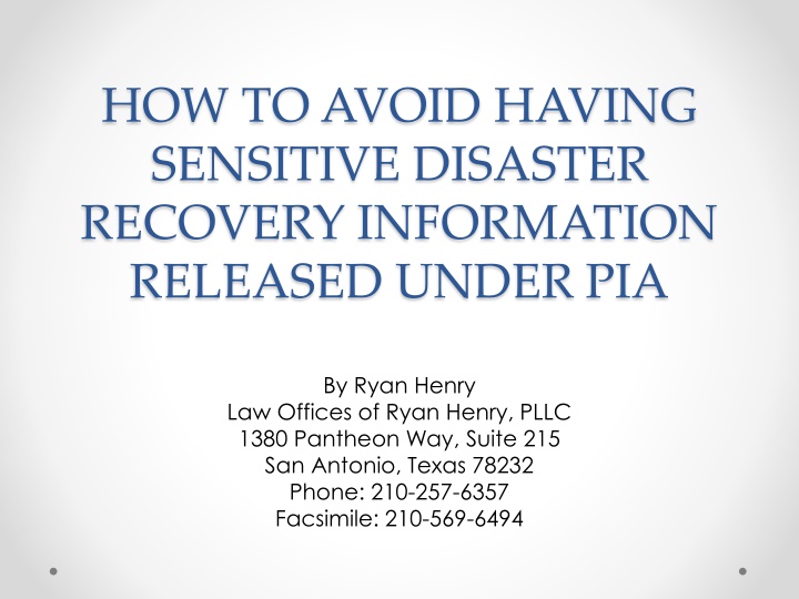 Protecting Sensitive Disaster Recovery Information from Public Release