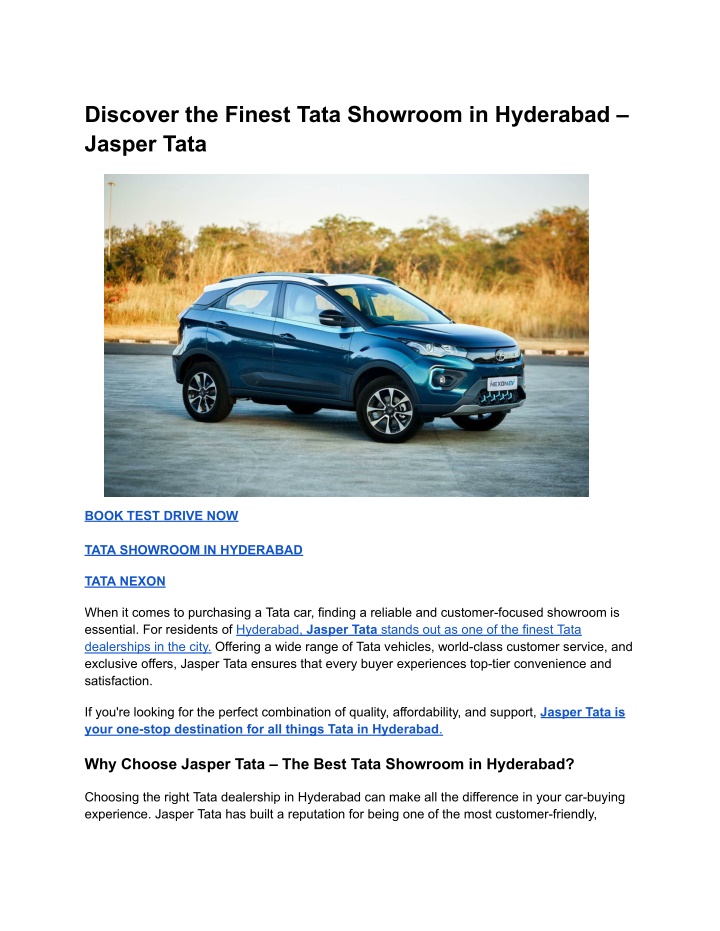 discover the finest tata showroom in hyderabad n.w