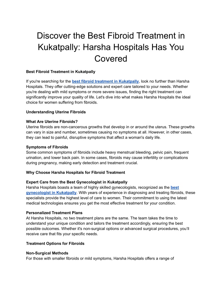 discover the best fibroid treatment in kukatpally n.w