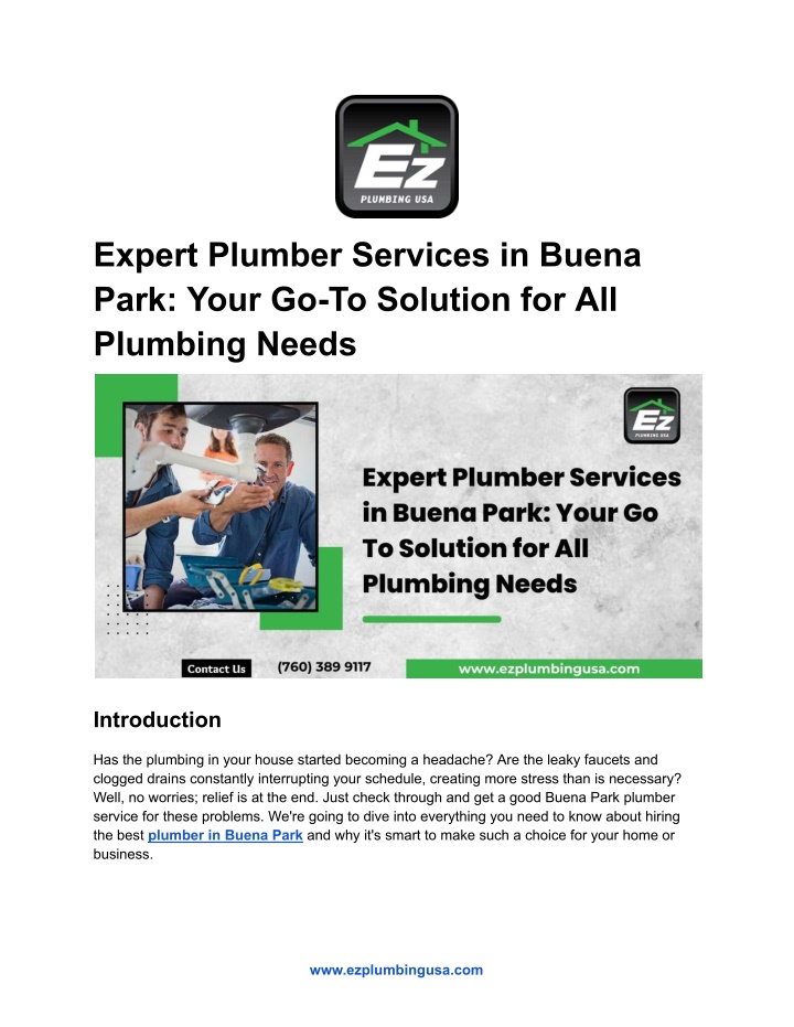 expert plumber services in buena park your n.w