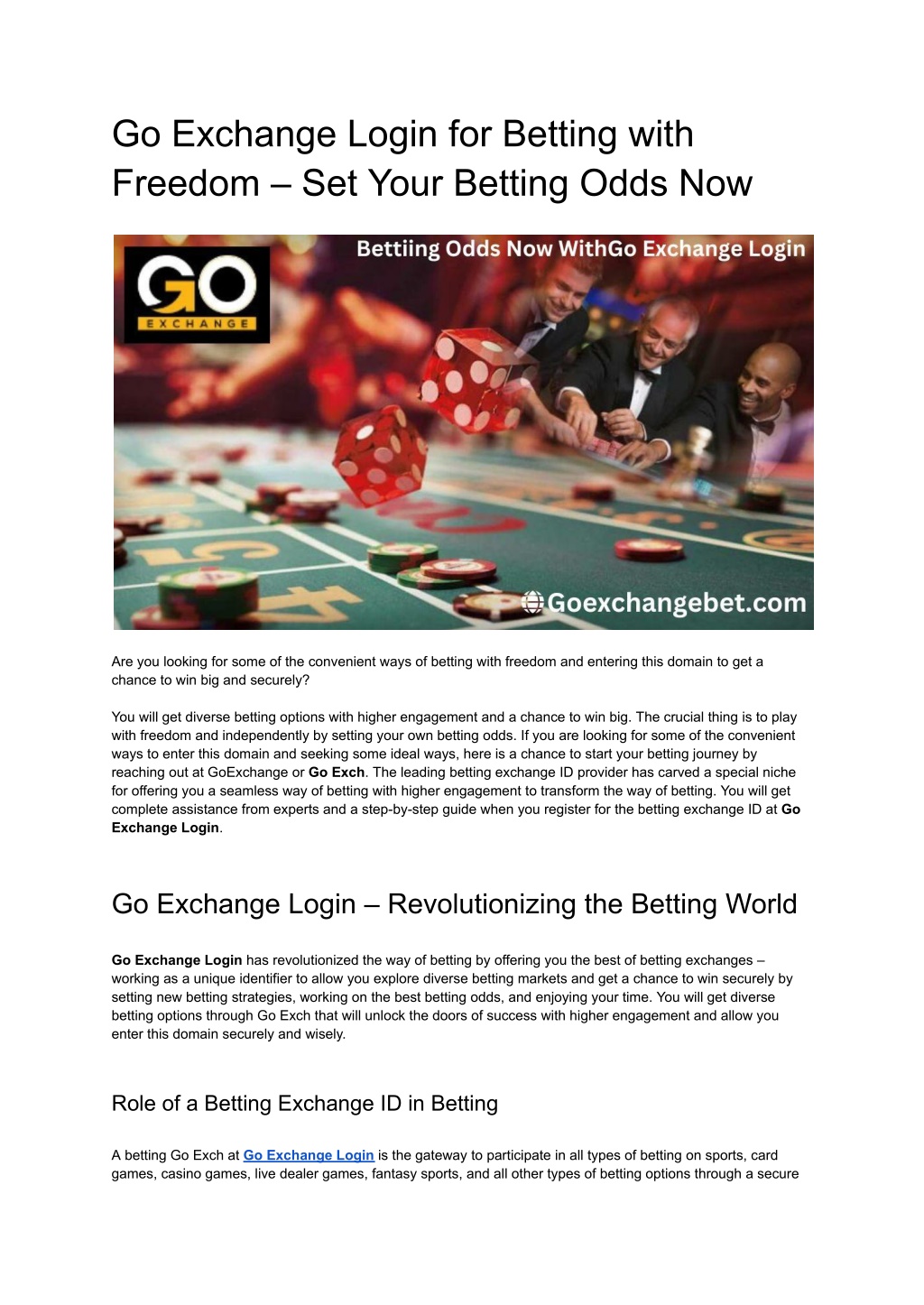 go exchange login for betting with freedom l.w