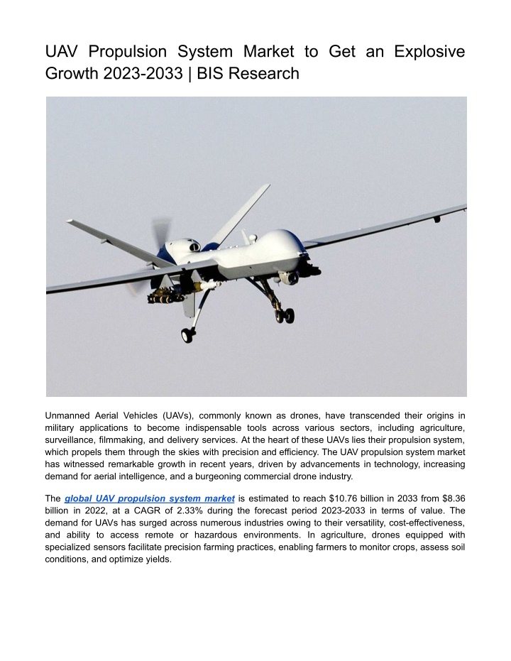 uav propulsion system market to get an explosive n.w