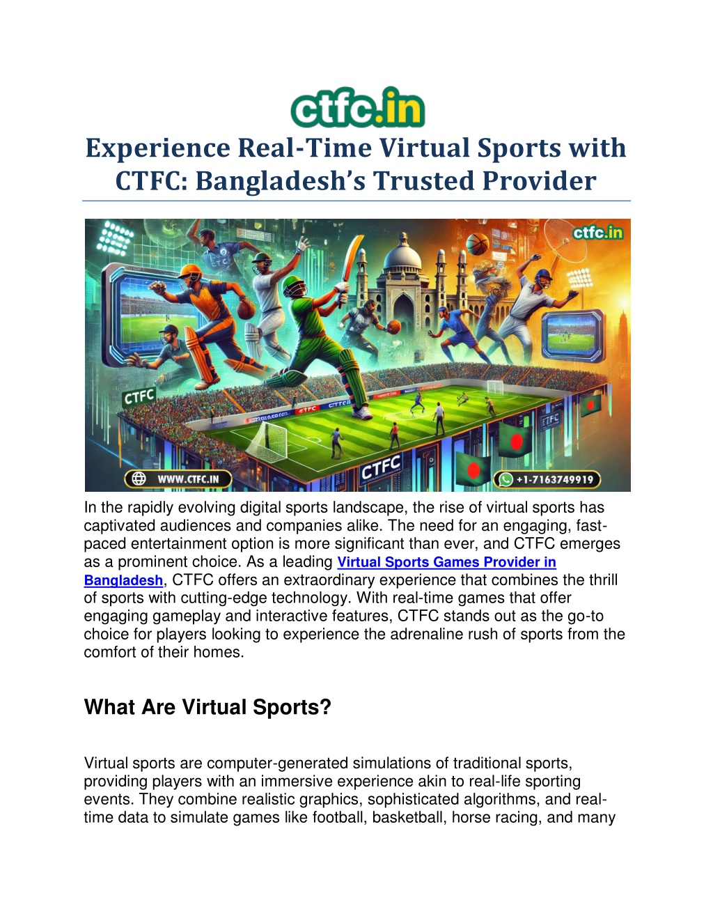 experience real time virtual sports with ctfc l.w