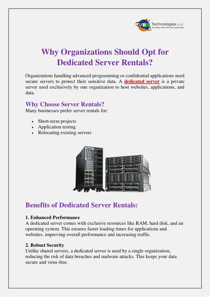 why organizations should opt for dedicated server n.w