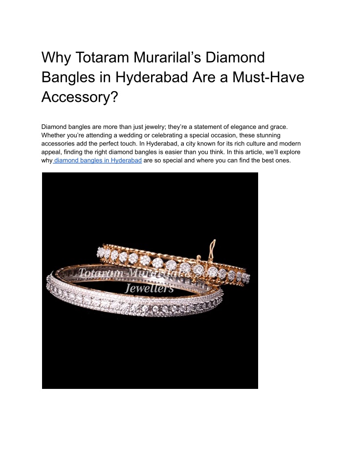 why totaram murarilal s diamond bangles n.w
