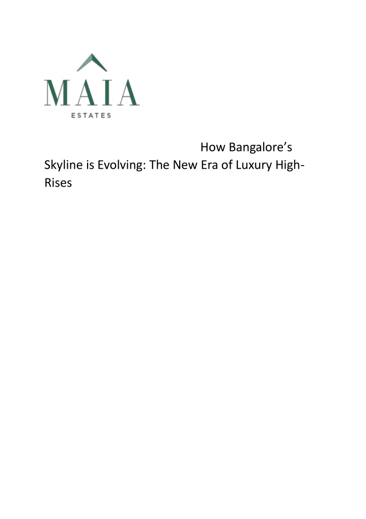 how bangalore s skyline is evolving n.w