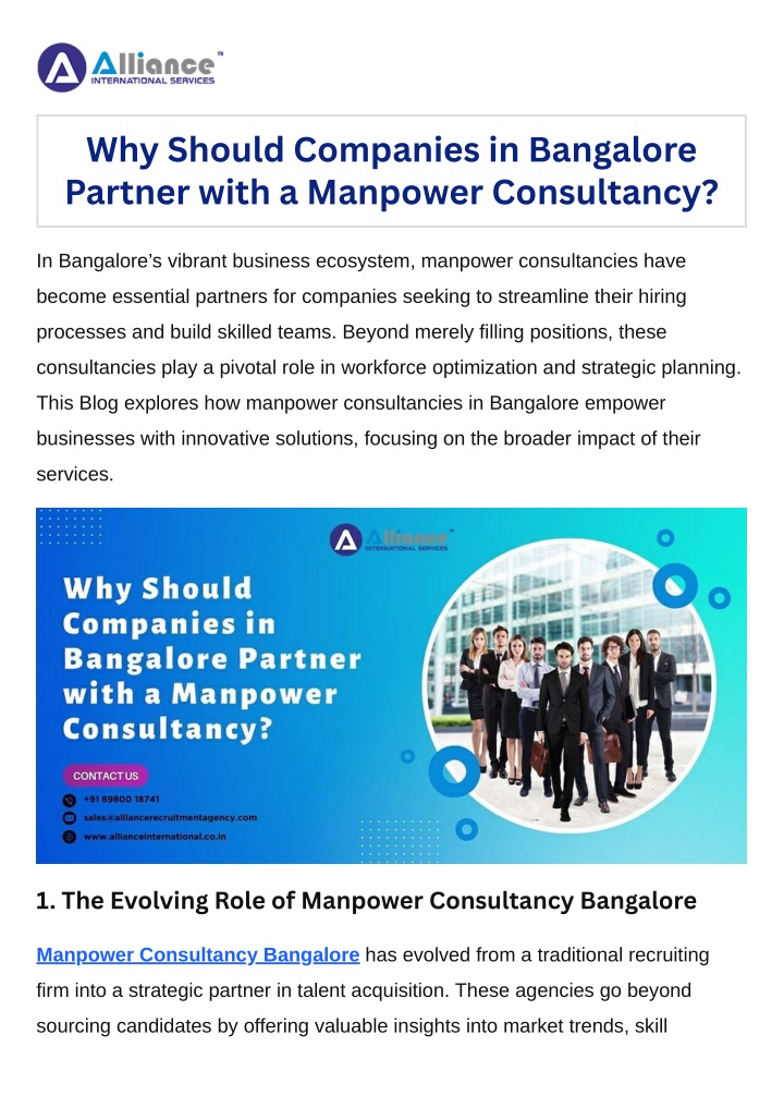 why should companies in bangalore partner with n.w