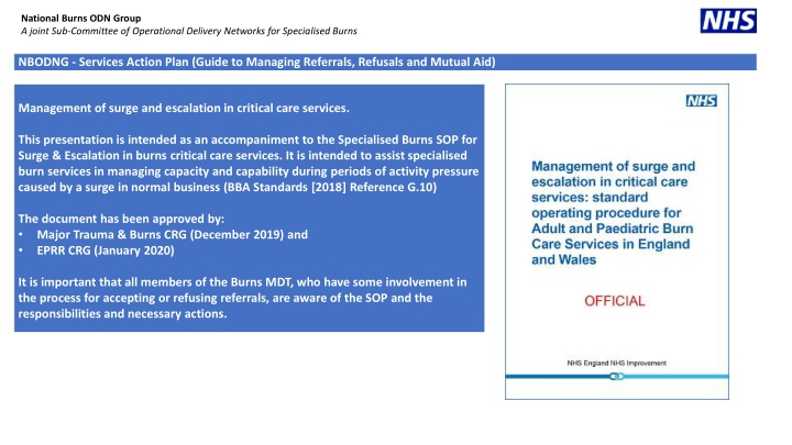 National Burns ODN Group A Joint Sub-Committee Action Plan
