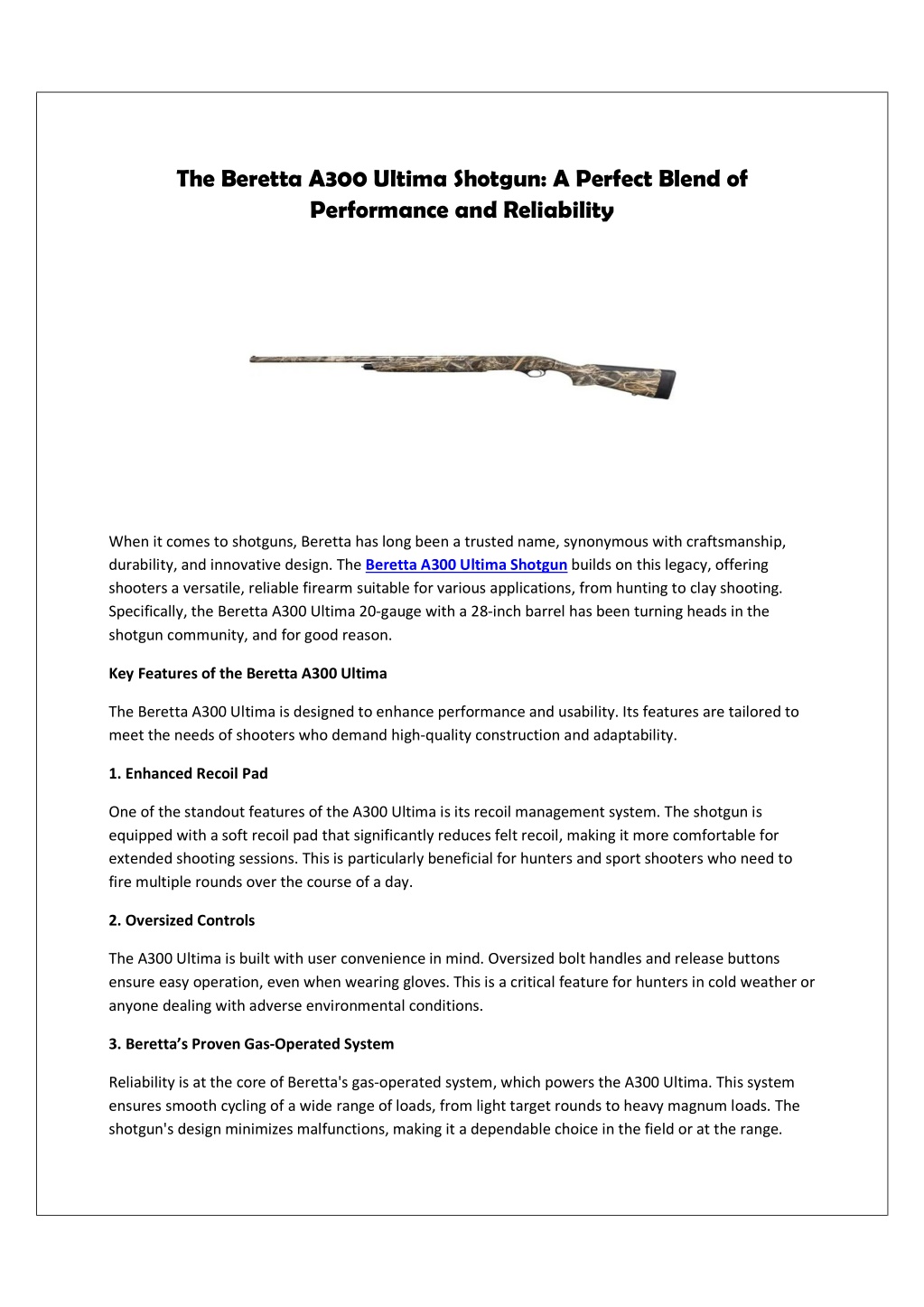 the beretta a300 ultima shotgun a perfect blend l.w