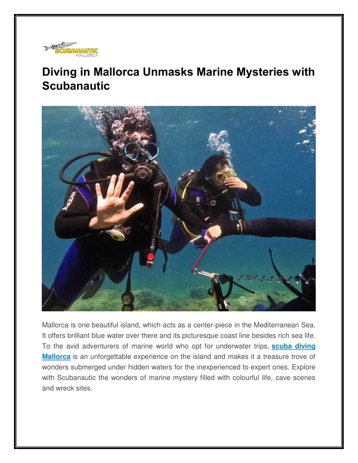 diving in mallorca unmasks marine mysteries with n.w