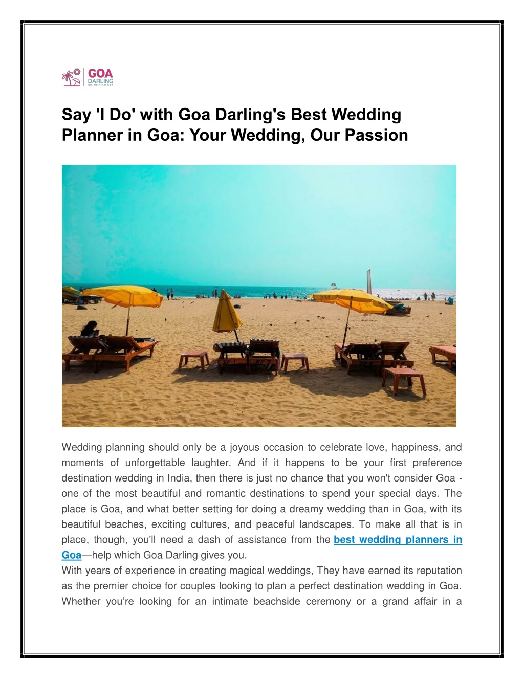 say i do with goa darling s best wedding planner l.w