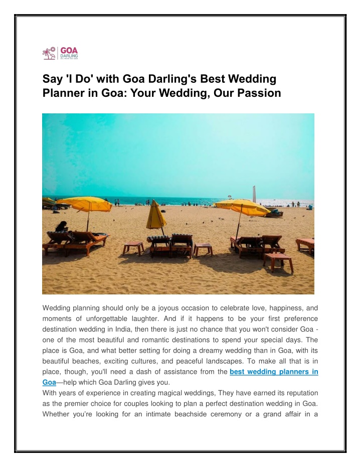 say i do with goa darling s best wedding planner n.w
