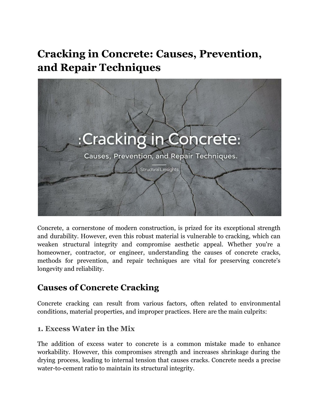 cracking in concrete causes prevention and repair l.w