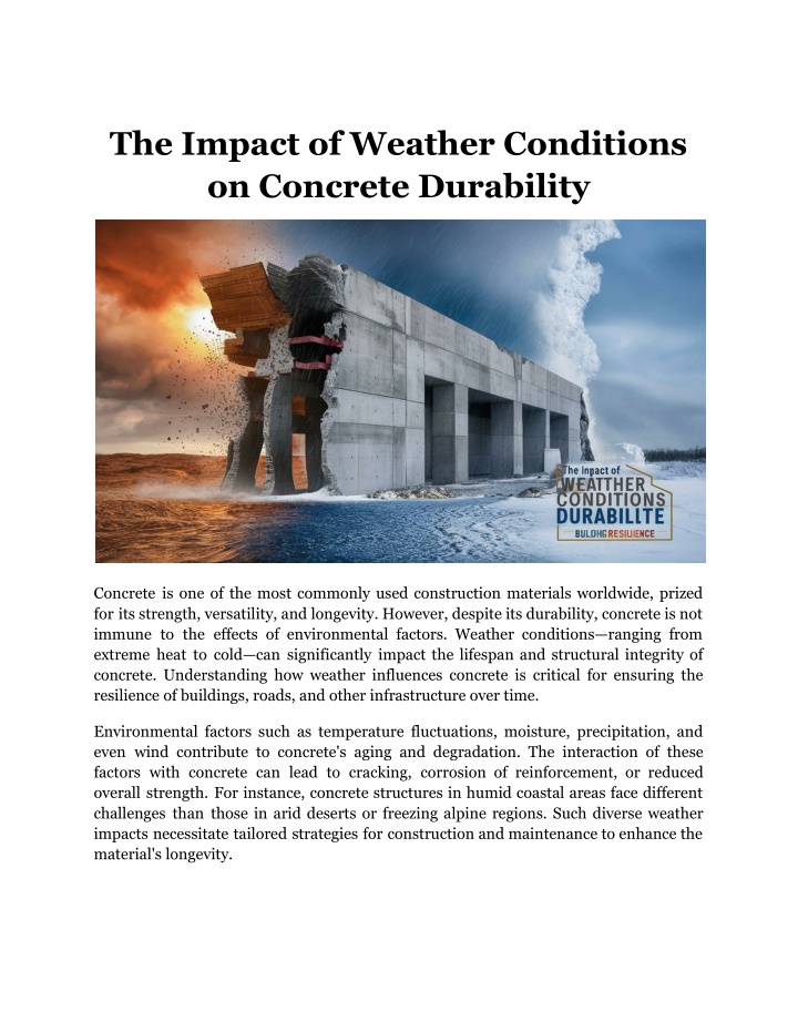 the impact of weather conditions on concrete n.w
