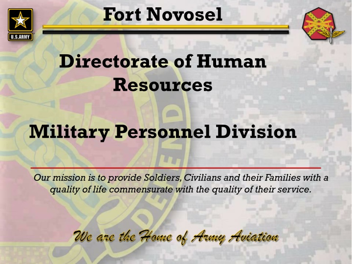 Fort Novosel Directorate of Human Resources - Serving Soldiers and their Families
