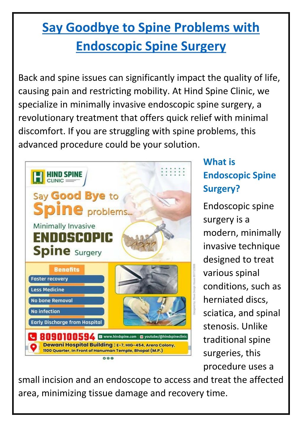 say goodbye to spine problems with endoscopic l.w