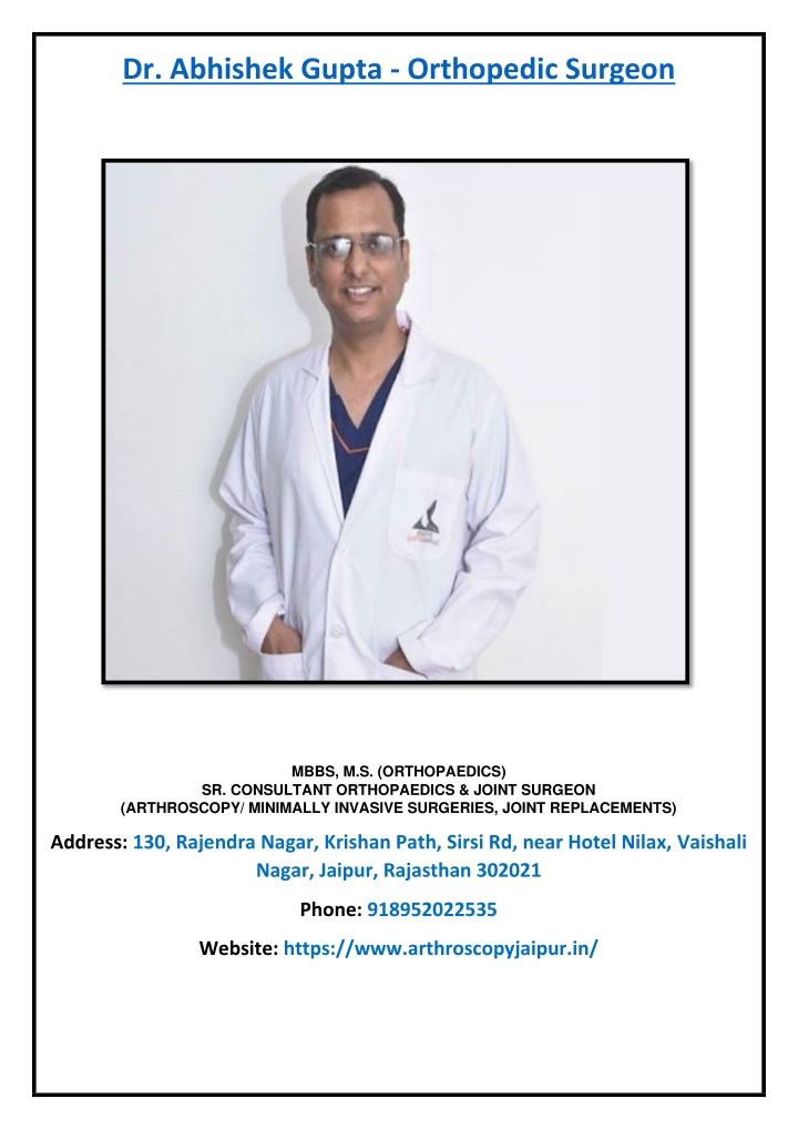 dr abhishek gupta orthopedic surgeon n.w
