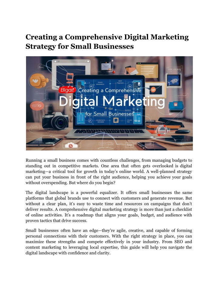creating a comprehensive digital marketing n.w