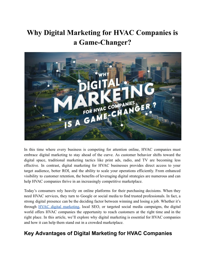 why digital marketing for hvac companies n.w