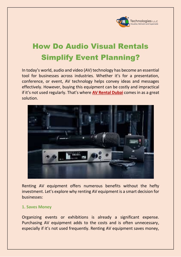 how do audio visual rentals simplify event n.w
