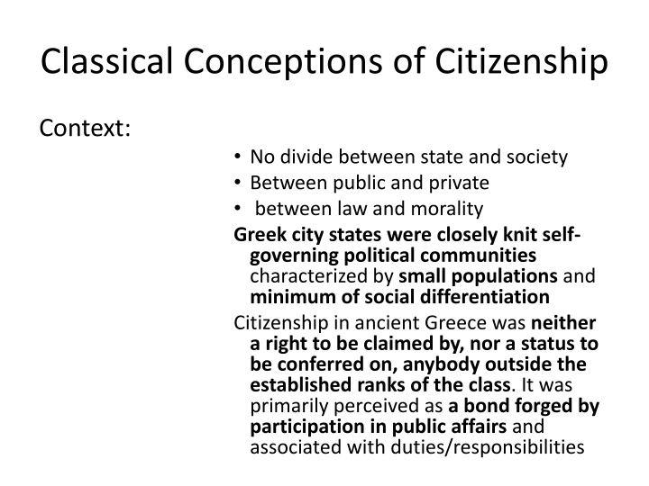 Ancient Greek Citizenship and Aristotle's Views