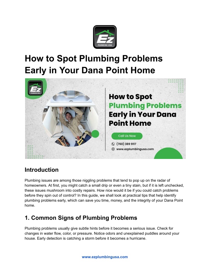 how to spot plumbing problems early in your dana n.w