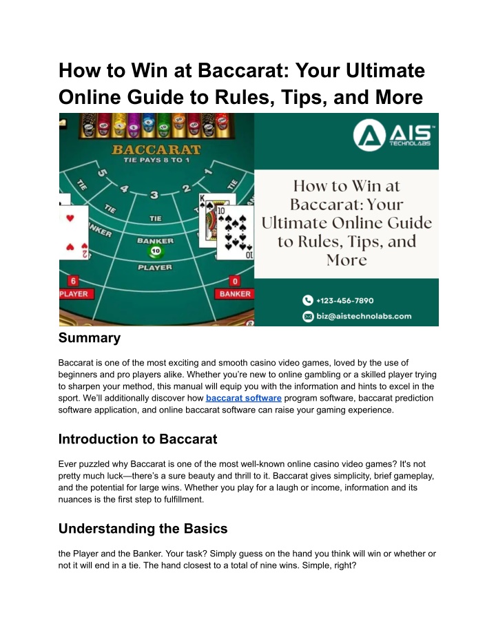how to win at baccarat your ultimate online guide n.w