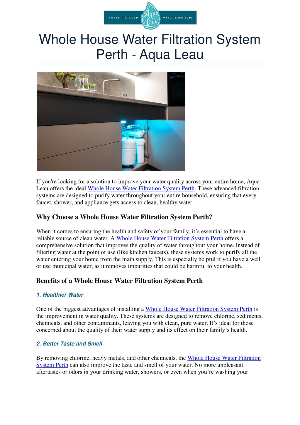 whole house water filtration system perth aqua l.w