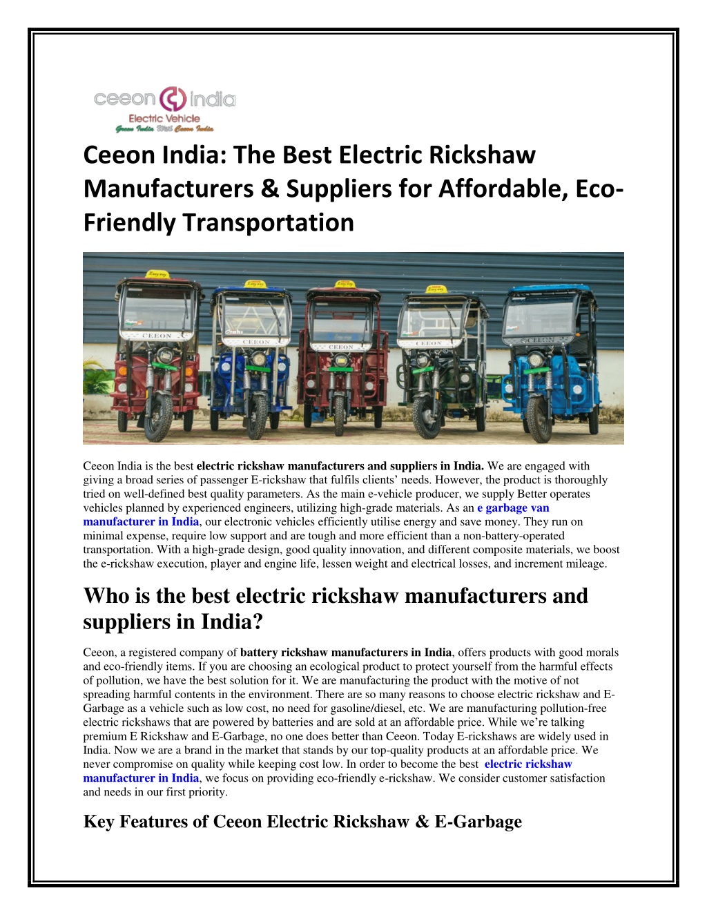 ceeon india the best electric rickshaw l.w