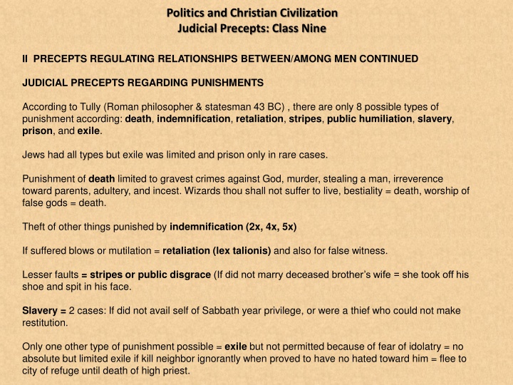 Judicial Precepts in Politics and Christian Civilization