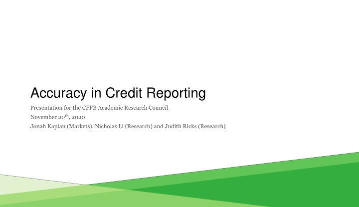 Evolution of Credit Reporting and Consumer Awareness