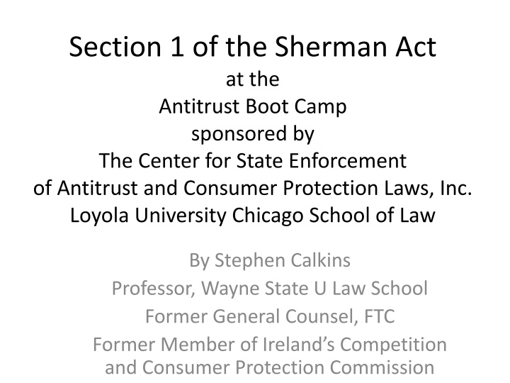 Section 1 of the Sherman Act and Antitrust Laws