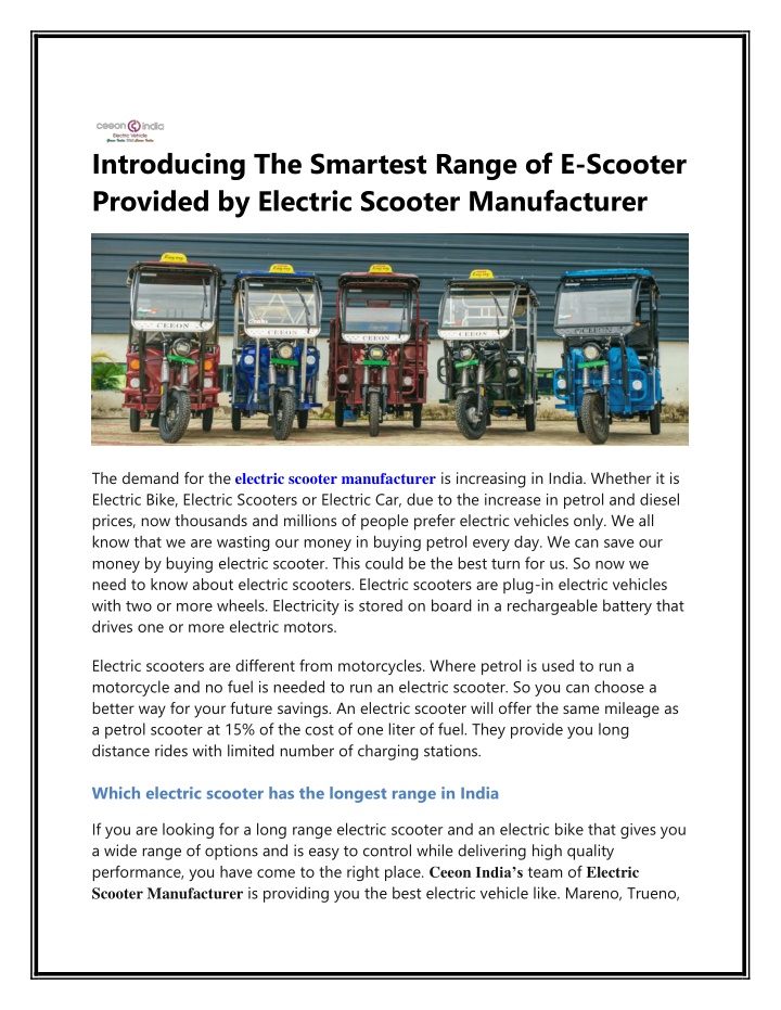 introducing the smartest range of e scooter n.w