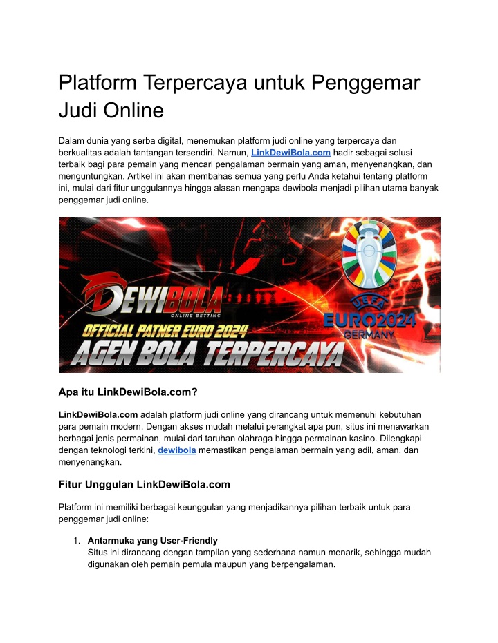 platform terpercaya untuk penggemar judi online n.w