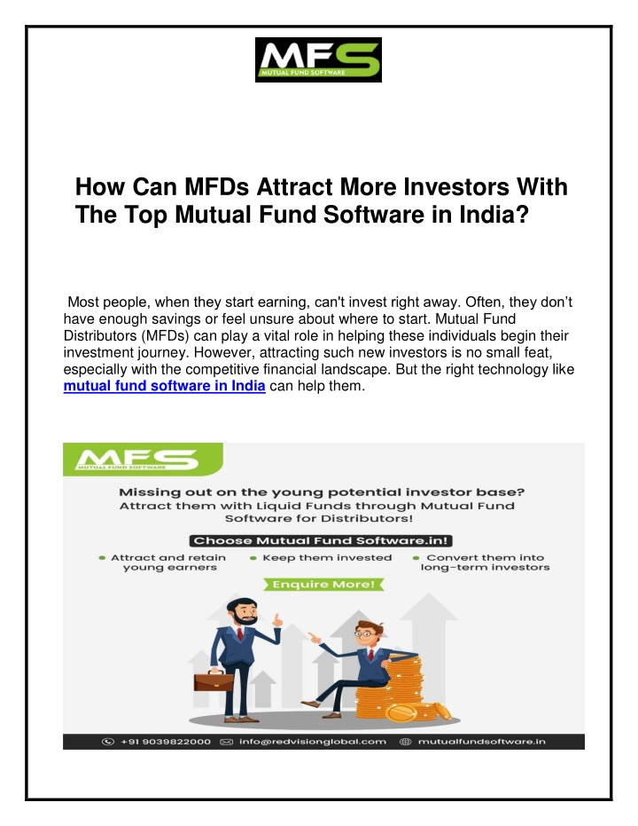 how can mfds attract more investors with n.w