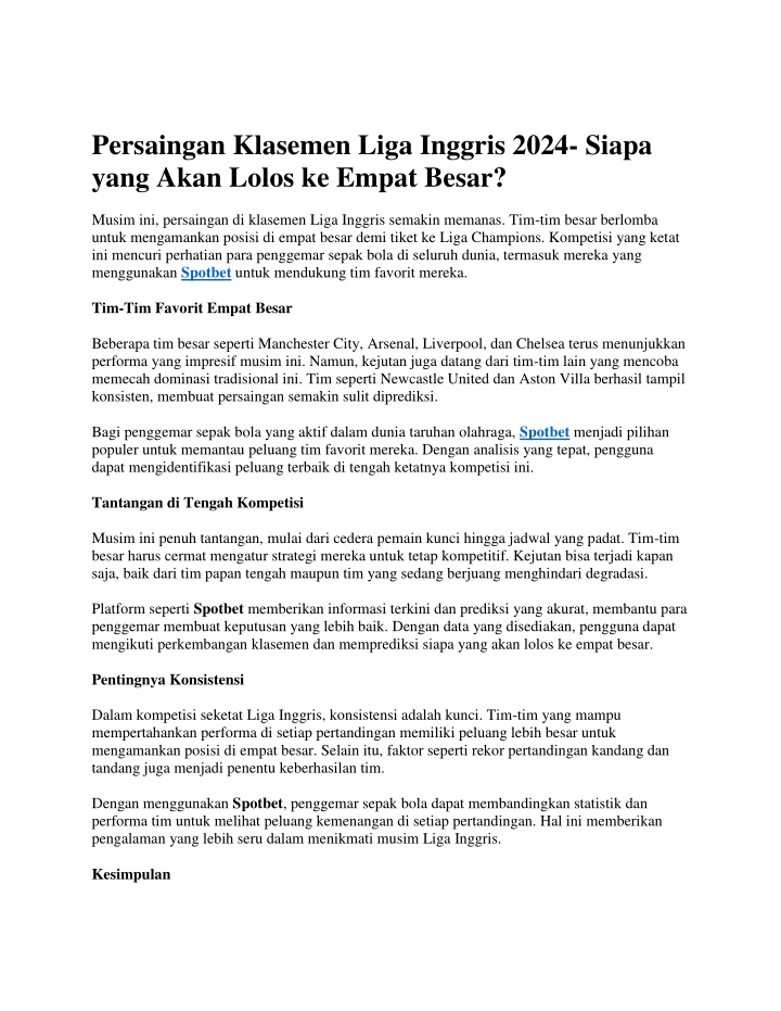 persaingan klasemen liga inggris 2024 siapa yang n.w